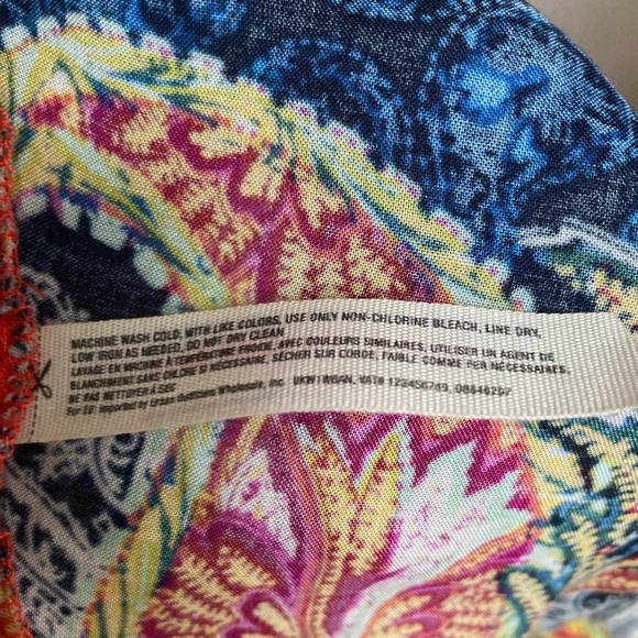 Free People Orange Paisley Rendezvous Dress Size M High-Low Mini Suit Cover - Picture 8 of 9